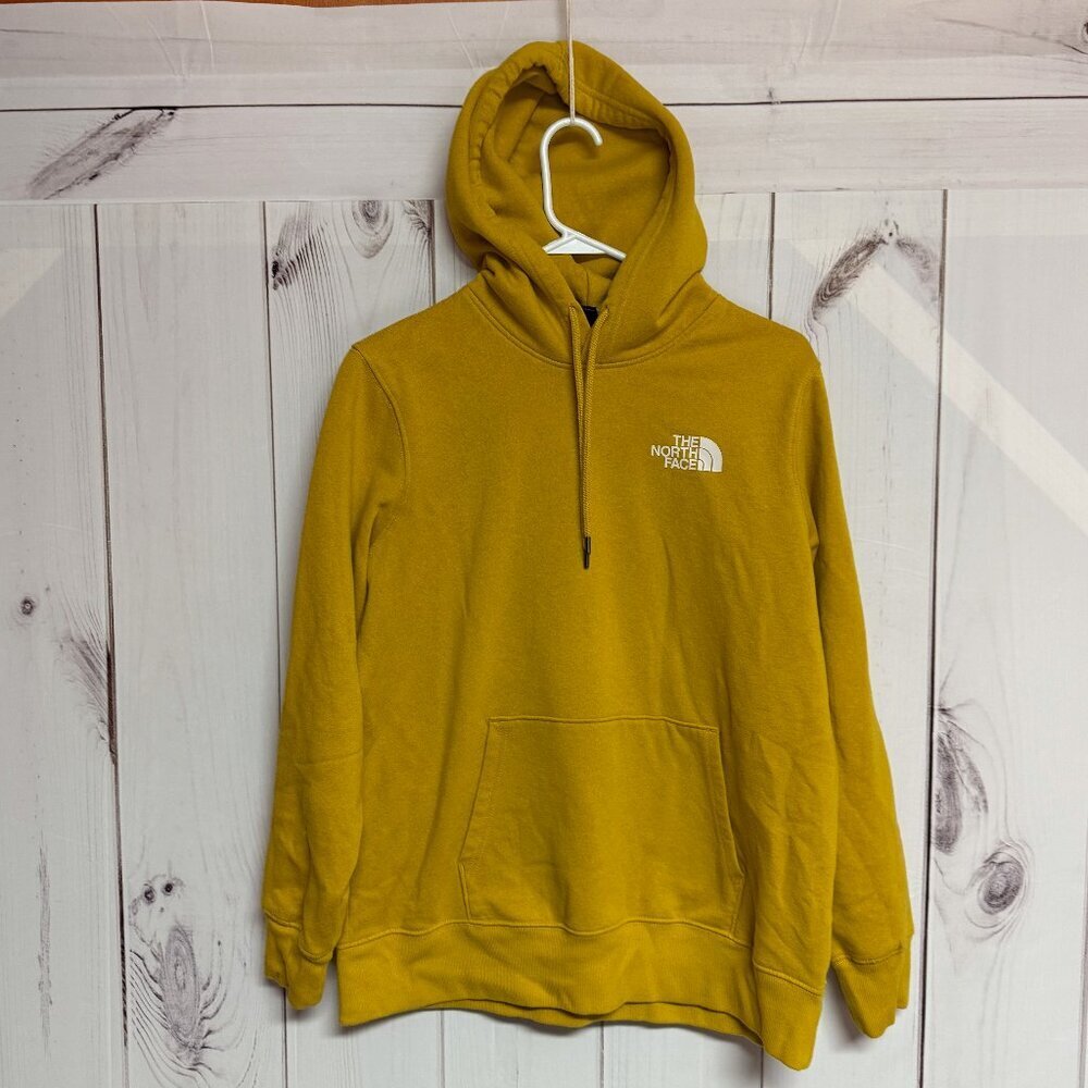 The‎ North Face Women’s Box Logo Pullover Hoodie Large Ironwood Yellow EUC